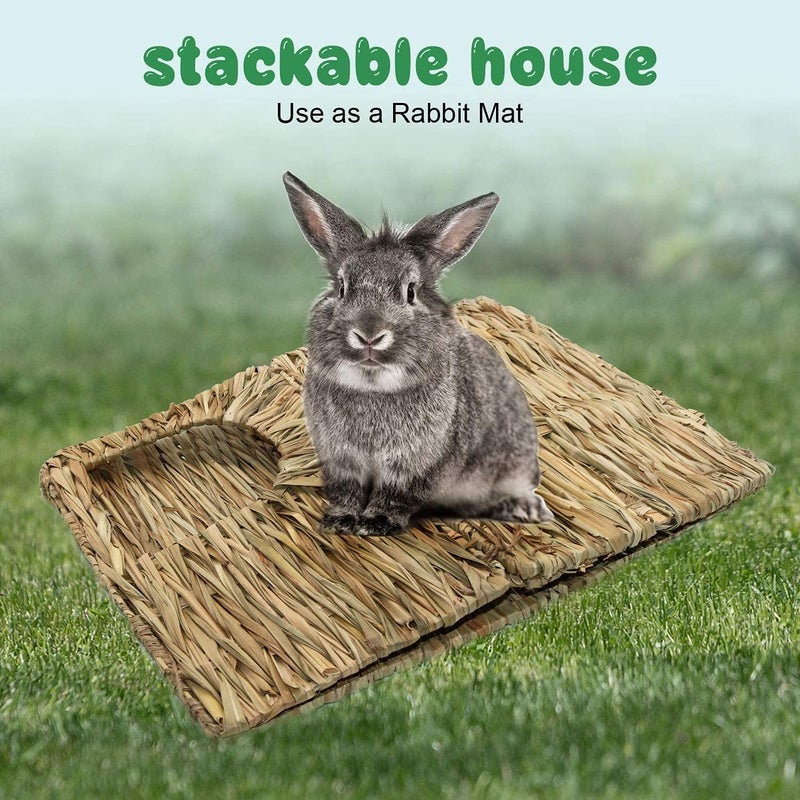 MODEMODE Natural Seagrass Mat Bed Hideaway Toy, Hand Woven for Rabbit Guinea Pig Chinchilla Ferret - Image 4